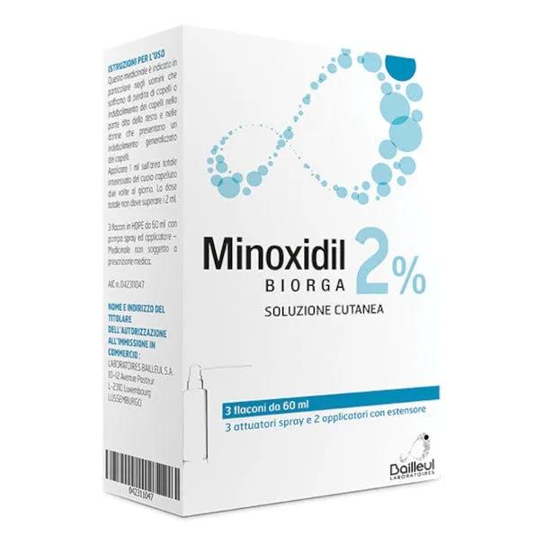 Minoxidil 2% Biorga Soluzione Cutanea 3 Flaconcini