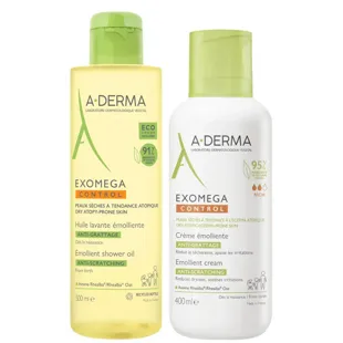 A-Derma Exomega Control Emollient Cream 400 ml + Shower Oil 500 ml