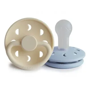 Frigg Moon Phase Pacifier Block Silicone Powder Blue/Cream +6m 2 units