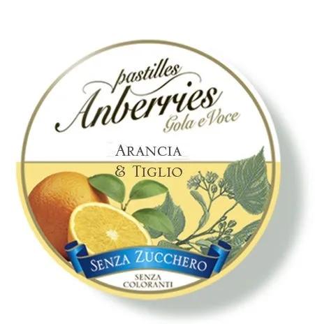 Anberries Gola e Voce Pastiglie Arancia & Tiglio Senza Zucchero 55 g