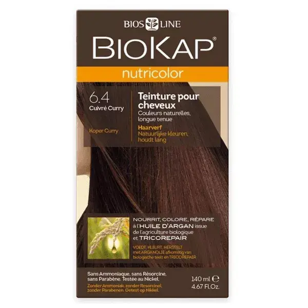 Biokap Nutricolor Teinture pour Cheveux 6.4 Cuivré Curry 140ml