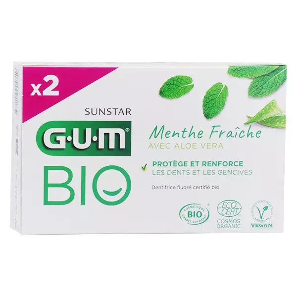 Gum Dentifrice Fresh Mint Bio Lot de 2 x 75ml