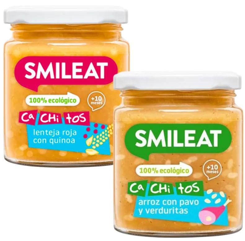 Smileat Jar CA-CHI-TOS + 10m Riz à la Dinde et aux Légumes 230 gr + Lentilles Corail au Quinoa 230 gr