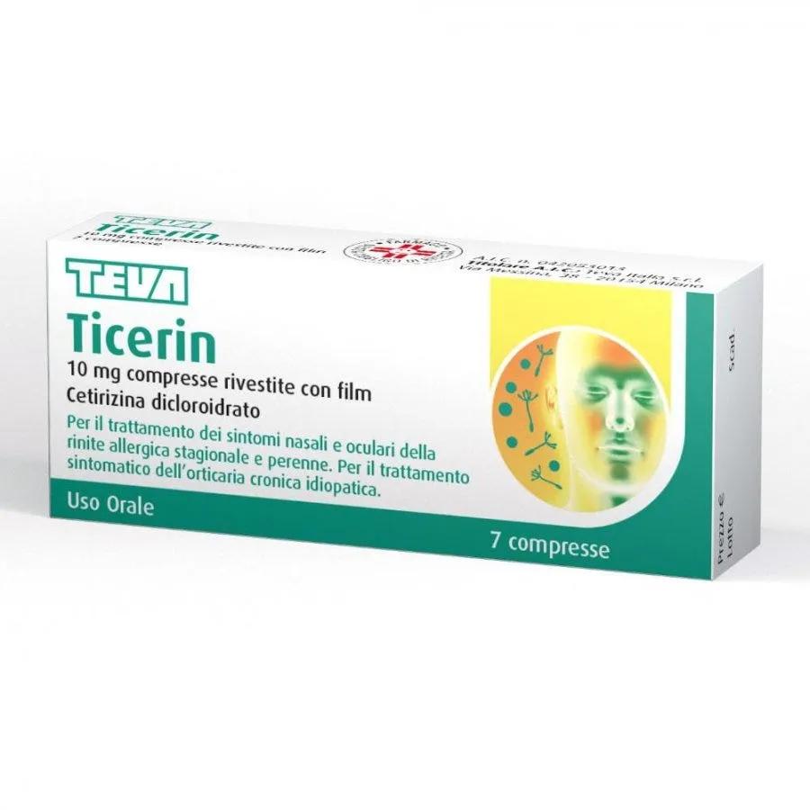 Ticerin 10mg Cetirizin Dicloroidrato Antistaminico 7 Compresse Rivestite