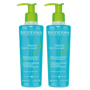 Bioderma Sébium Gel Schiumogeno Purificante per Pelle Mista e Grassa, Confezione da 2 x 200 ml