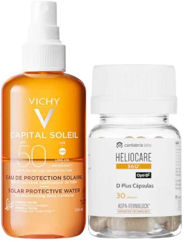 Heliocare 360 D Plus 30 capsules + Vichy Capital Soleil Eau Lumineuse SPF 50 200 ml