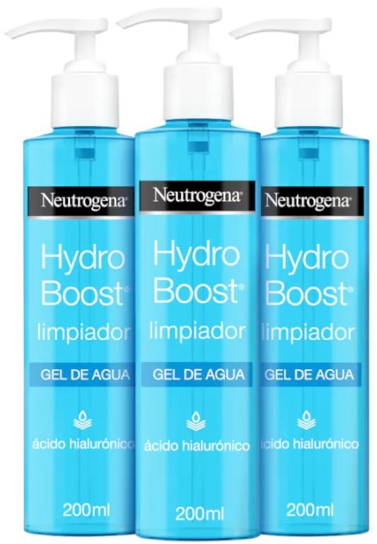 Neutrógena Hydro Boost Limpiador Facial Gel de Agua 3x200 ml
