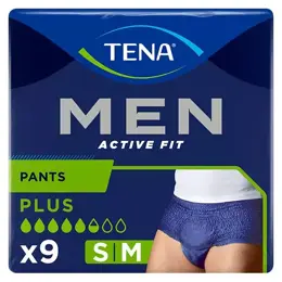 TENA Men Active Fit Sous-Vêtement Absorbant Taille S M 9 unités