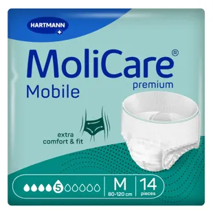 MoliCare Fraldas Absorventes Móveis para Incontinência 5 Gotas Tamanho M 14 unidades
