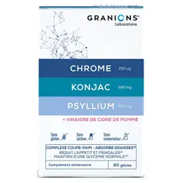 Granions Coupe Faim Konjac Psyllium Chrome Boite de 60 gélules