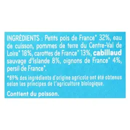 Babybio Repas Midi Pot Petits Pois Pomme de Terre Cabillaud Sauvage +8m Bio 2 x 200g