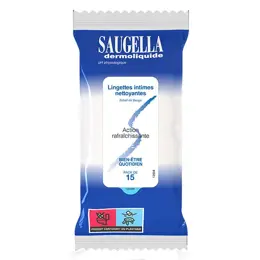 Saugella Dermoliquide Lingette Intime Nettoyante - 15 unités