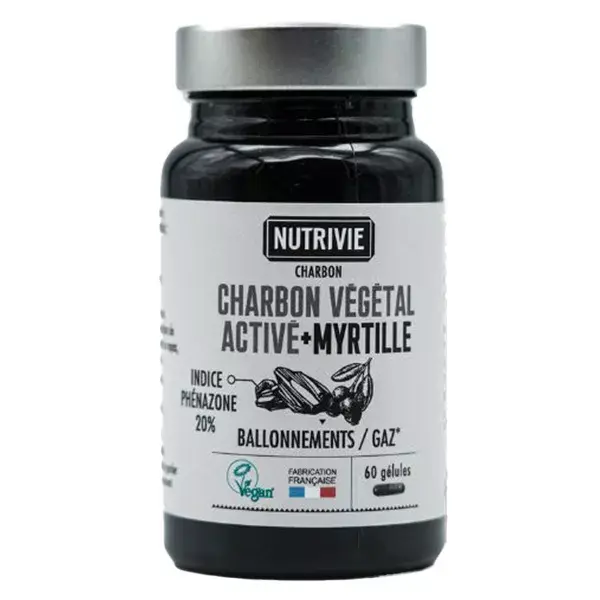 Nutrivie Charbon Végétal Activé Myrtille Végan 60 gélules