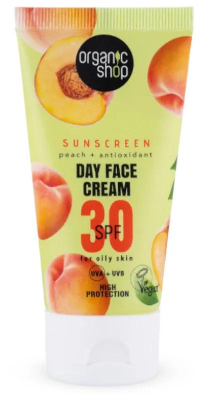 Organic Shop Crème de Jour Visage SPF30 Pêche + Antioxydants 50 ml