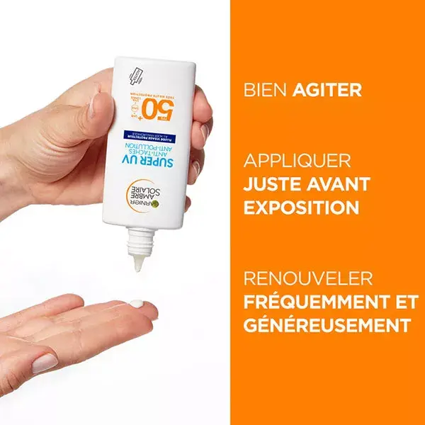 Garnier Ambre Solaire Super UV Fluide Visage Protecteur Anti-Taches Anti-Pollution SPF50+ 40ml