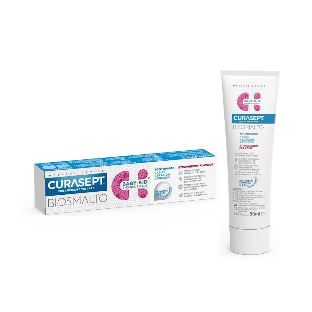 Curasept Biosmalto Baby-Kid Dentifrico Gusto Fragola 50 ml