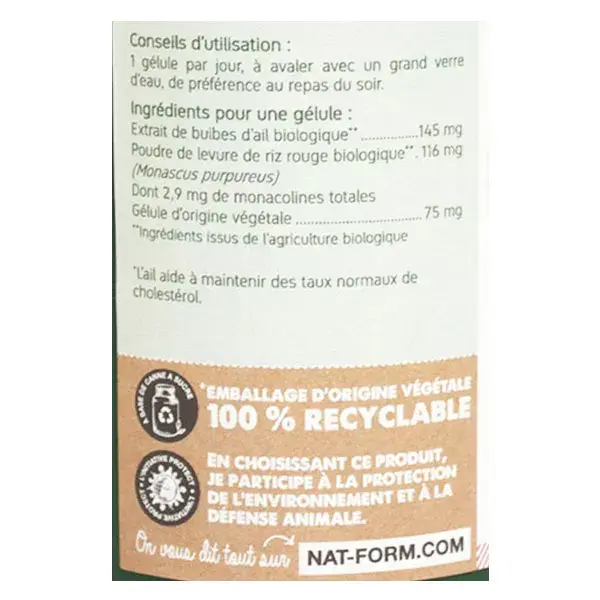 Nat & Form Organic Red Yeast Rice and Garlic 200 vegetable capsules