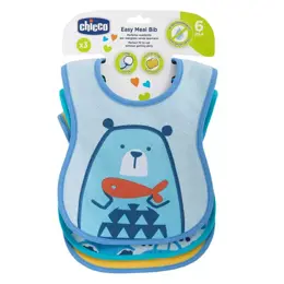 Chicco Repas Bavoir Décoré +6m Bleu 3 unités