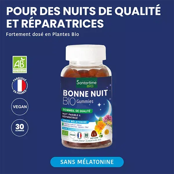 Santarome - Bonne Nuit Bio - Aide à l'endormissement - 30 gummies