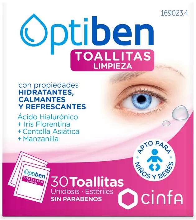 Optiben Lingettes nettoyantes quotidiennes pour les yeux 30 unités