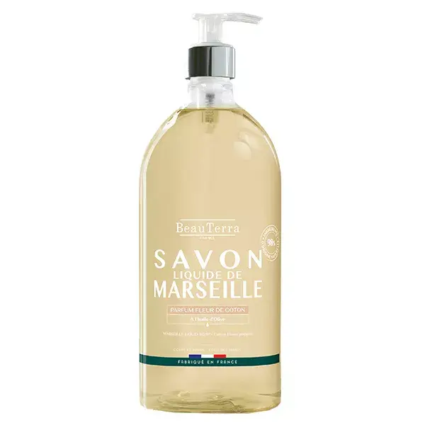 Beauterra Savon Liquide de Marseille Fleur de Coton 1L