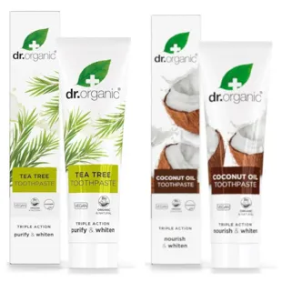 Dr. Organic Tea Tree Toothpaste 100ml + Coconut Oil Toothpaste 100ml