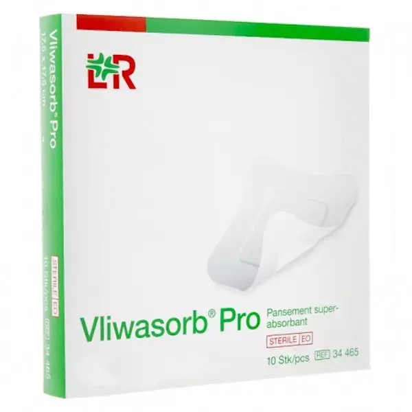 L&R Vliwasorb Pro Pansement Super Absorbant Stérile 20cm x 25cm 10 unités