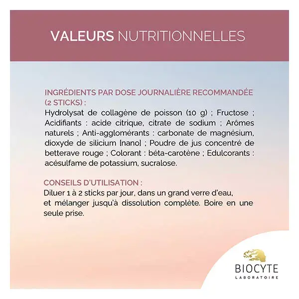 Biocyte Collagen 10gr Express Marin Collagène Peptan® marin de type 1- 30 sticks