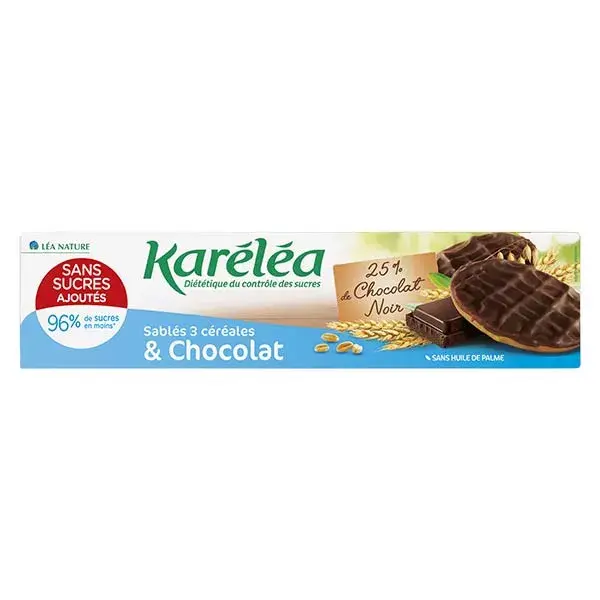 Karéléa Biscuits Sans Sucres Ajoutés Sablés 3 Céréales Chocolat 128g