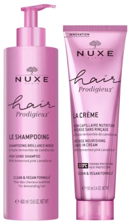 Nuxe Hair Prodigieux Shampoing Brillance Sublime 400 ml + Sans Rinçage 100 ml