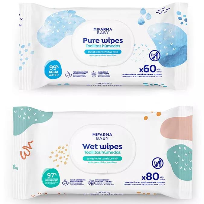 Mifarma Baby Pack Lenços Dermoprotectores + Lenços Puros de Água 140 unidades