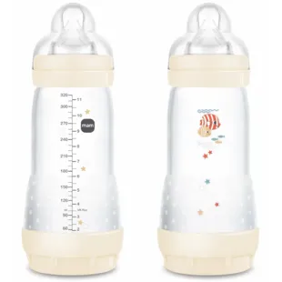 MAM Easy Start Biberão Anti-cólicas Fast Flow Neutro Brilhante +4m 2x320 ml