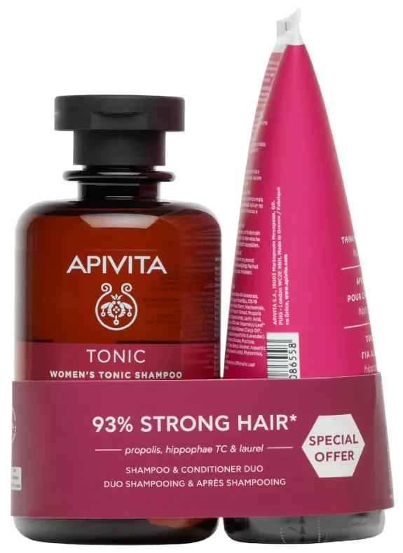 Shampoing tonifiant Apivita pour femmes souffrant de chute de cheveux 250 ml + Après-shampoing 150 ml