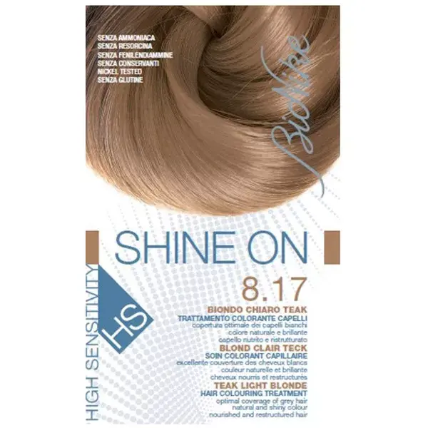 Bionike Shine On HS Coloration Cheveux Permanente Très Haute Tolérance Blond Clair Teck 8.17