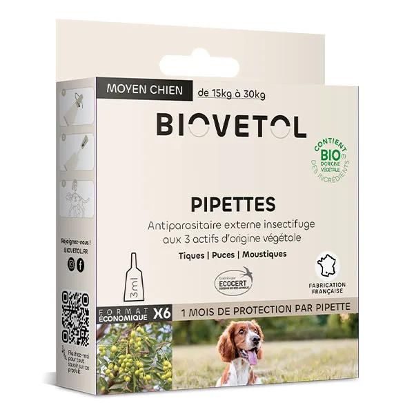 Vetobiol Pipettes Moyen Chien Bio 3 ml 1 boîte x 6
