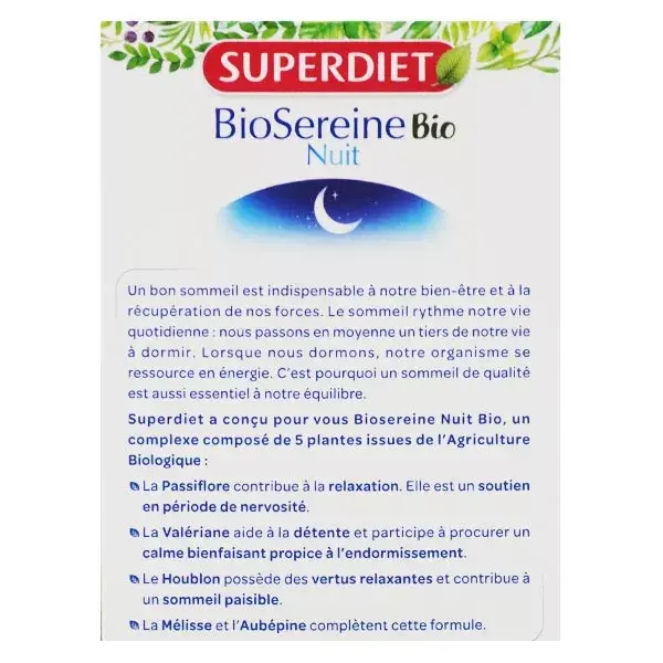 Superdiet Biosereine Nuit Bio 80 comprimés