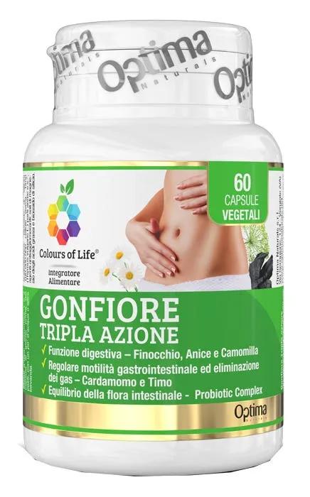 Optima Colours Of Life Gontiore Tripla Azione Integratore Per Digestione e Transito Intestinale 60 Capsule