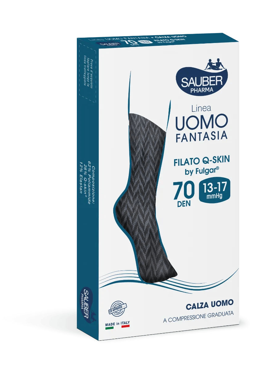 Sauber Linea Uomo Q-Skin Calza 70 Den Nero/Den Taglia L/XL