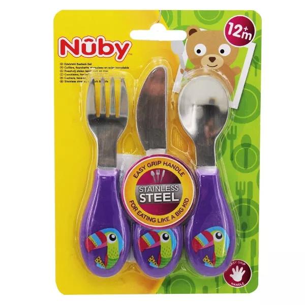 Juego de cubiertos de acero inoxidable de 3 piezas Nuby +12 meses