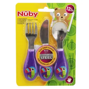 Set di posate in acciaio inossidabile Nuby 3 pezzi +12 mesi