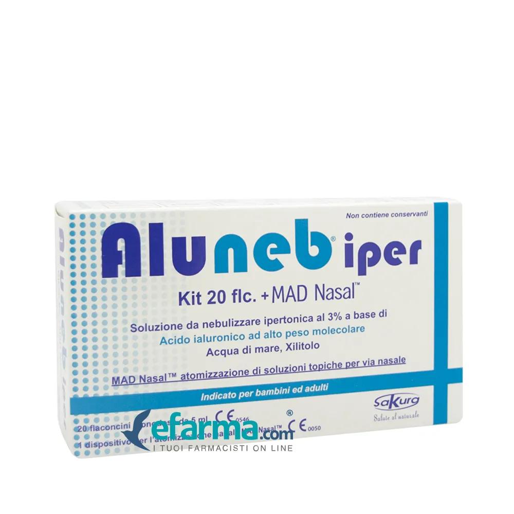 Aluneb Iper Kit 20 Flaconcini da Nebulizzare + Mad Nasale Siringa per Nebulizzazioni Nasali