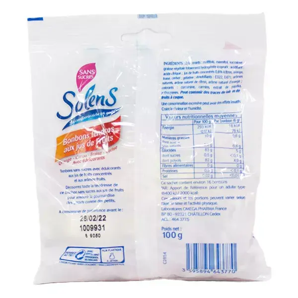Solens Sugar Free Candies with Fruit Juices 100g