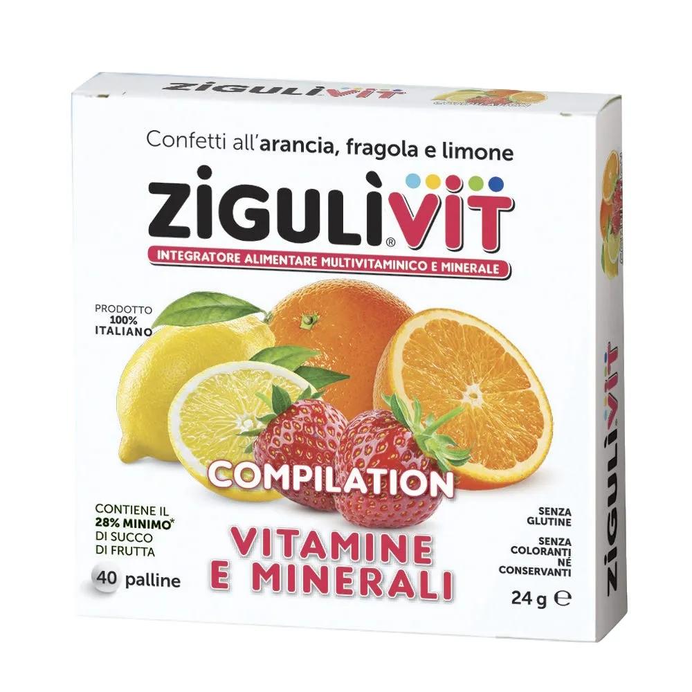 Zigulì Vit Compilation Vitamine e Minerali Arancia Fragola Limone 40 Palline