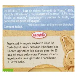 Babybio Desserts Lactés Pot Brassé au Lait de Chèvre Abricot Banane +6m Bio 2 x 130g