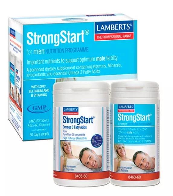 StrongStart Homem Vitaminas, Minerais e Omega 3 Lamberts 60+60 Cápsulas