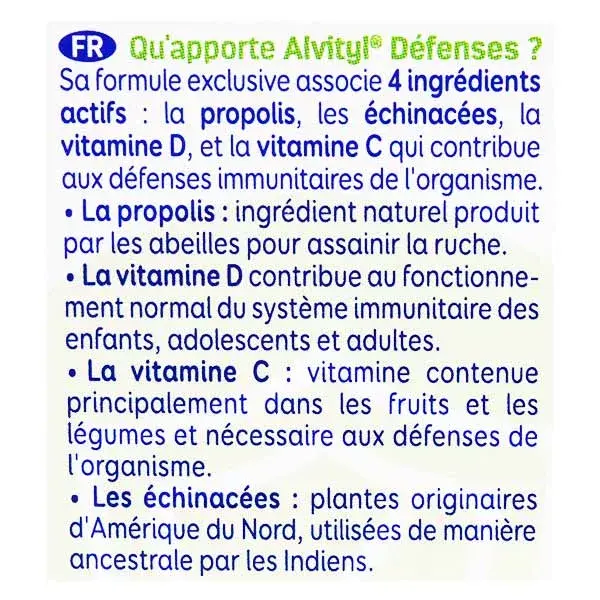 Alvityl Défenses Echinacées, Propolis, Vitamines C&D dès 12 ans 30 gélules