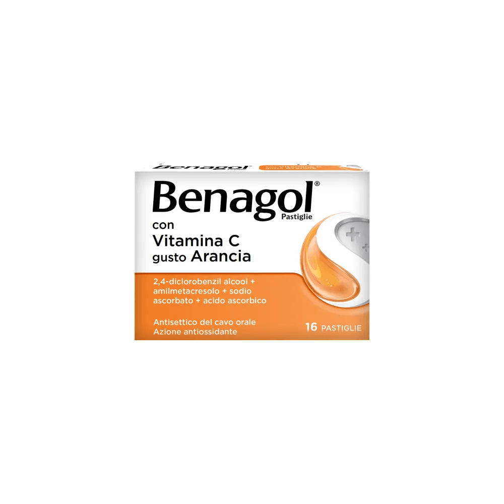 Benagol Pastiglie Vitamina C Gusto Arancia Antisettico Cavo Orale 16 Pastiglie