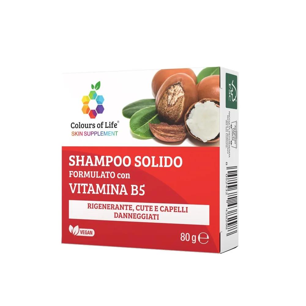 Optima Colours Of Life Vitamina B5 Shampoo Solido Per Cuoio e Capelli Danneggiati 80 g