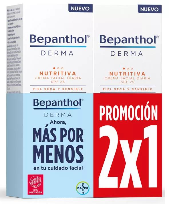 Bepanthol Derma Crema Facial Nutritiva Diaria SPF25 2x50 ml FORMATO AHORRO