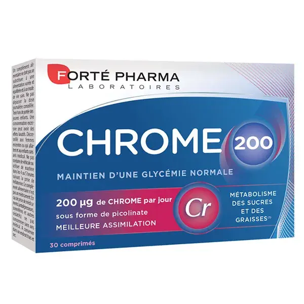 Forté Pharma Chrome 200 en Picolinate Minceur Grignotages Glycémie 30 comprimés